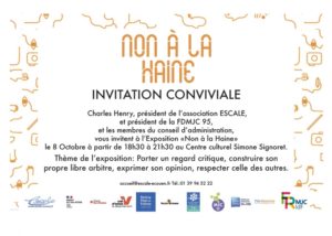 INVITATION AU VERNISSAGE DE L’EXPOSITION NON A LA HAINE